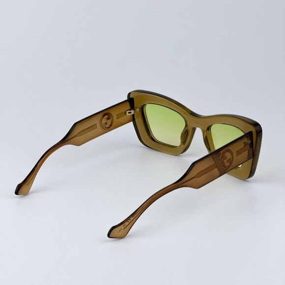 Gucci Women BRAND NEW Sunglasses Brown Crystal Green Gradient Butterfly GG1552S - Picture 4 of 10